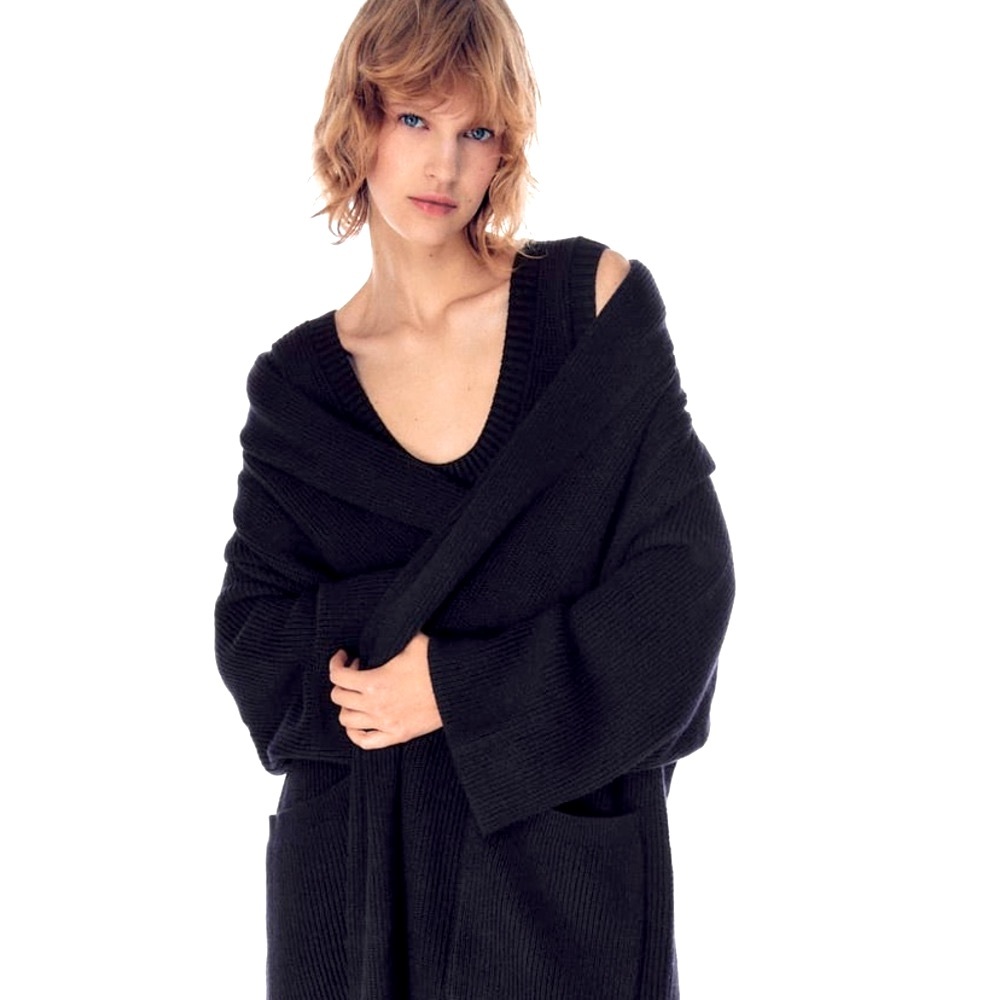 SCARF COLLAR KNIT COAT - Picture 3 of 5